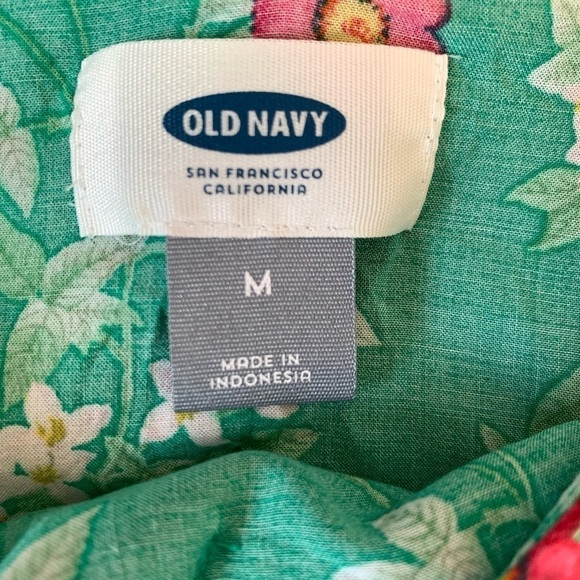 Old Navy Women Green Floral Ruffle Tank Top Size Medium - Picture 3 of 6